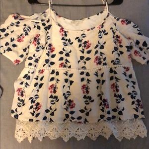 Cold shoulder floral top